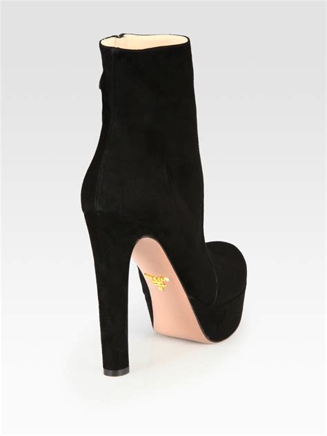 prada black suede platform boots|prada chunky heel ankle boots.